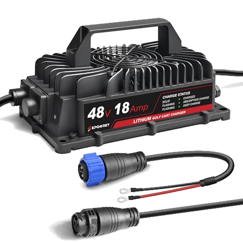 EPOWREY 18AMP Lithium Golf Cart Battery Charger for 48 Volt/58.4V (51.2V) LiFePO4 Battery for Golf Cart